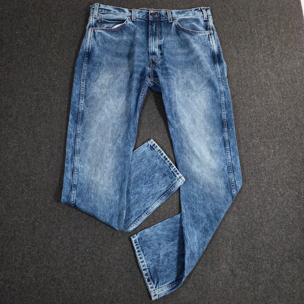 Levis 505 Orange Tab Mens 37x33 Acid Blue Wash Straight Fit Denim Jeans